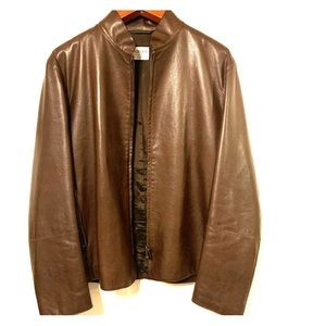 Armani Collezioni Men’s Brown Leather Jacket